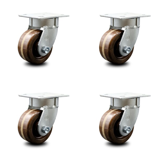 Service Caster 4 Inch Kingpinless High Temp Phenolic Wheel Swivel Top Plate Caster SCC, 4PK SCC-KP30S420-PHRHT-4 - main